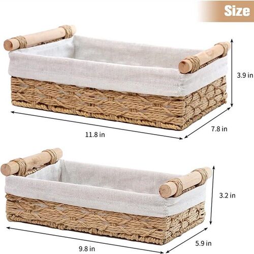 Round Paper Rope  Wicker Baskets Organizing Storage Bins