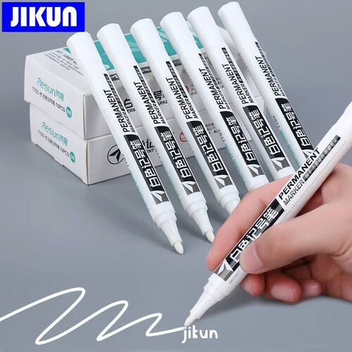 JIKUN 5pcs White Marker Pen Alcohol Paint Oily Tire Painting