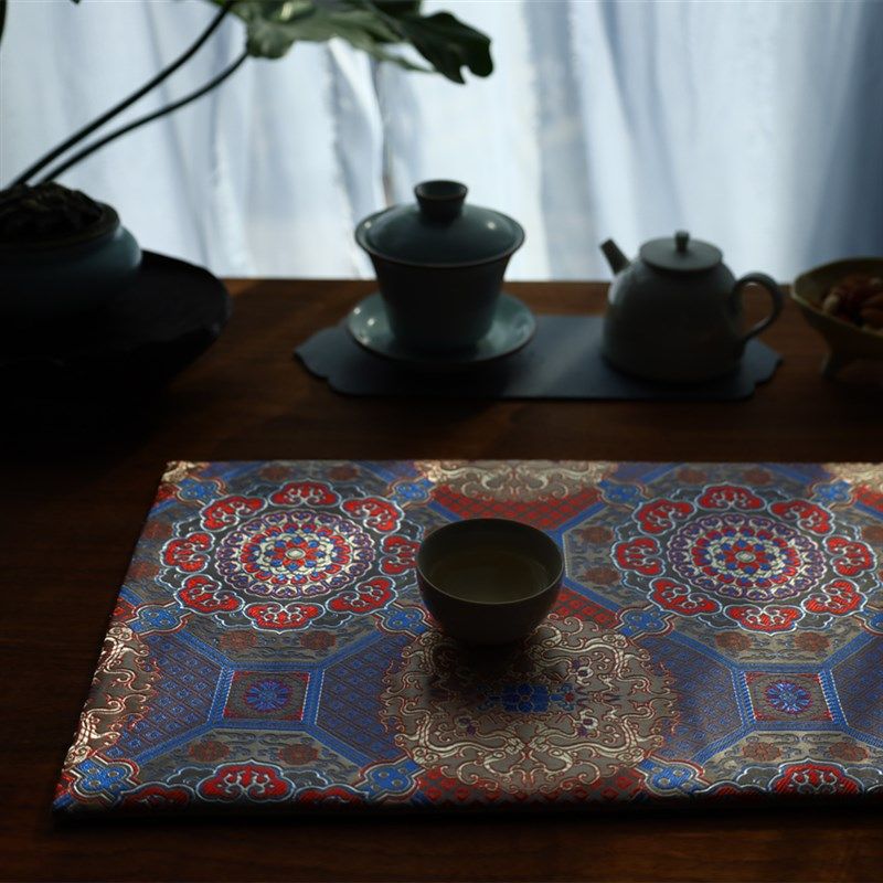 千里江山织锦茶席织金茶垫复古文艺素雅茶道桌旗干泡席方茶布桌垫,居家布艺,茶席,淘宝优惠券,粉丝福利购,淘宝优惠卷