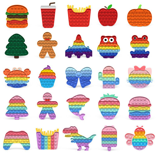 New Rainbow Pop Push Bubble Fidget Sensory Toy Autism Squeez