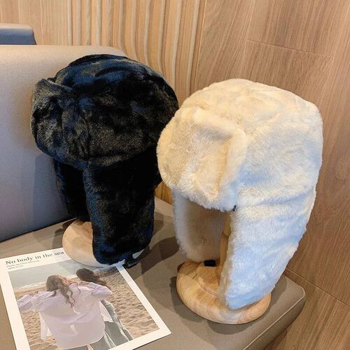 Womens Winter Thickened Warm Beanie Russian Caps Korean Fas