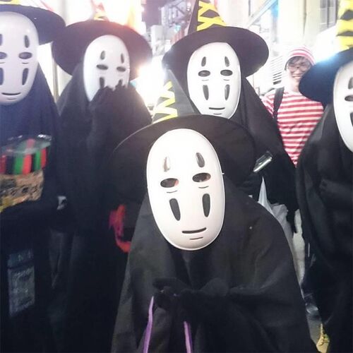 Halloween costume No face male black ghost family family cos