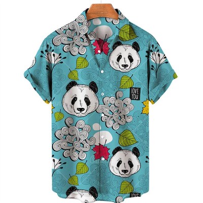 Cute Panda Hawaiian Shirts 3d Print Men Women Clothing Summe
