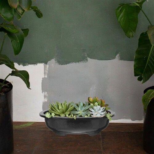Plastic Flower Pots Nursery Planter Oval Cactus Black PP