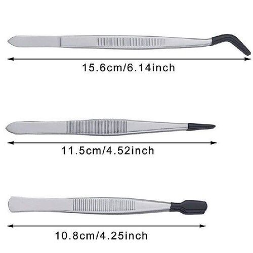 HOT 3 Pieces Tweezers with Rubber Tips Tweezers PVC Coated