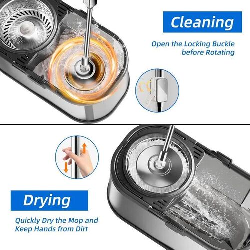 Spin Mop and Bucket Set for Cleaning with 4 Extra Refills Mi