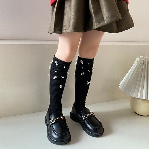 Pure Color Pearl Red Festive New Year Socks for Kids Mid Tub