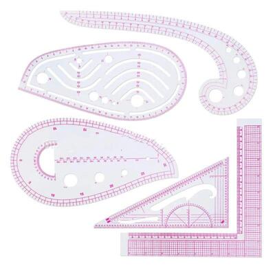 4pcs/set Fashionable And Clear Metric Sewing Ruler Set, Fren