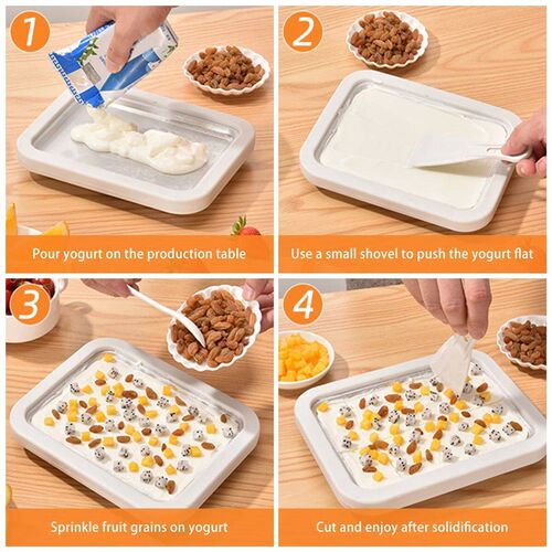 Ice Cream Maker Pan with 2 Scrapers Multifunctional Cold Swe