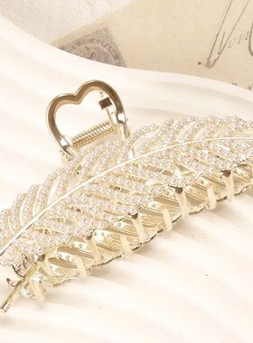 Korean Claw pearl rhinestone flower Metal Pearl Hair Clip Ha