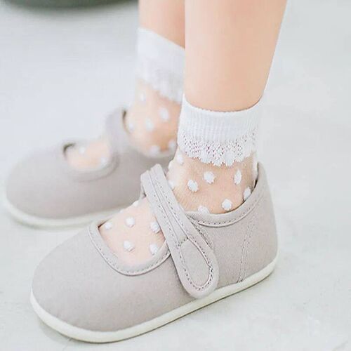 5 Pairs/Lot Summer Girls Socks Lovely Dot Crystal Silk Kids