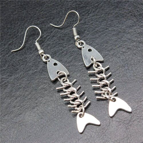 Fashion Handmade Simple Design Antique Silver Color Fish Bon
