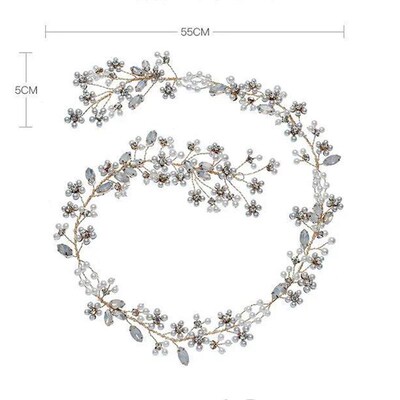 cate Pearls Floral Bridal Long Hair Vine Women Headband Jewe