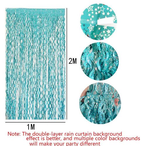 Metallic Tinsel Foil Fringe Curtains with star Party Photo B
