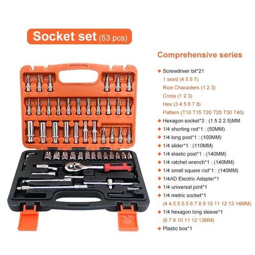 Wrench Set 46/53Pcs Tool Kit For Car Tool Screwdriver And Bi