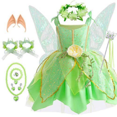 Girls Tinker Bell Costume Halloween Costume for Kids Green F