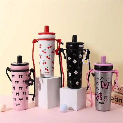 Vacuum Flask Stainless Steel Straw Thermal Cup Leak-proof
