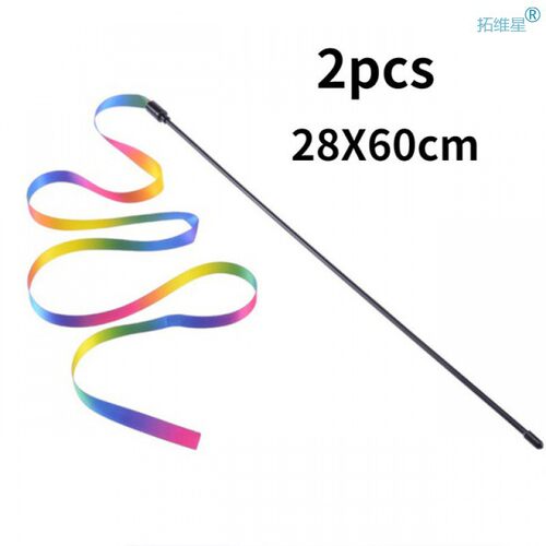 2PCS Pet Cat Toys Cute Funny Rainbow Strips Stick Cat