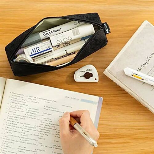 Canvas Pencil Case Student Pouch Coin Cosmetic Bag Office St