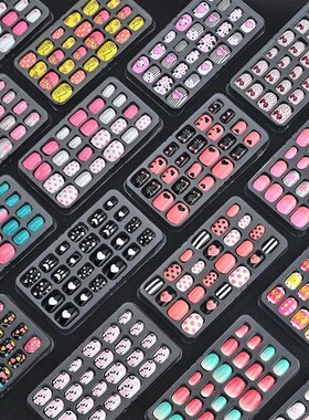 24pcs/box Candy Kids False Nail Cartoon Full Cover Press On