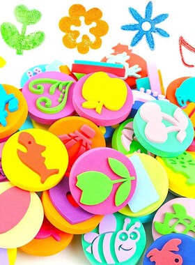 6Pcs/bag Foam Stamps for Painting Cute Animal Smile Face Pai