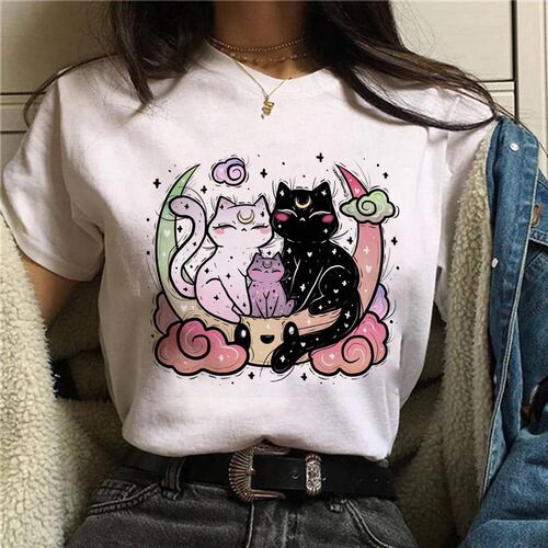 Short Sleeve Tee Skull Print love funny Women Top Casual