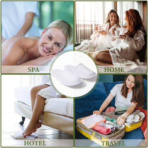 160-20Pairs Non-Slip Hotel Slippers Disposable Closed Toe Sl