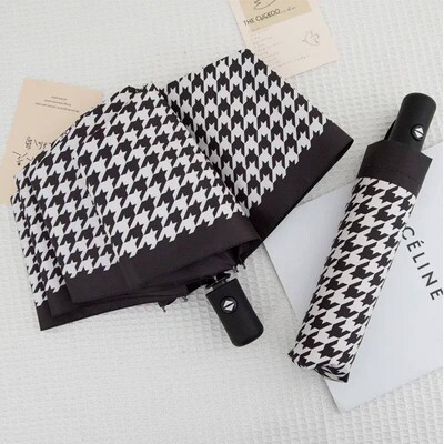 umbrella,Windproof,rainproof,houndstooth,Fashionable British