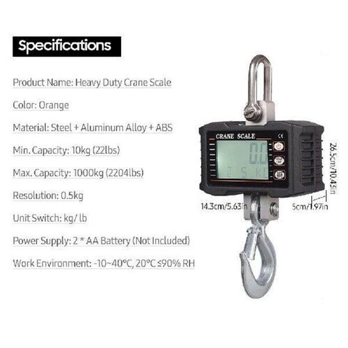 1000kg Digital Hanging Scale Crane Scale LCD Backlight