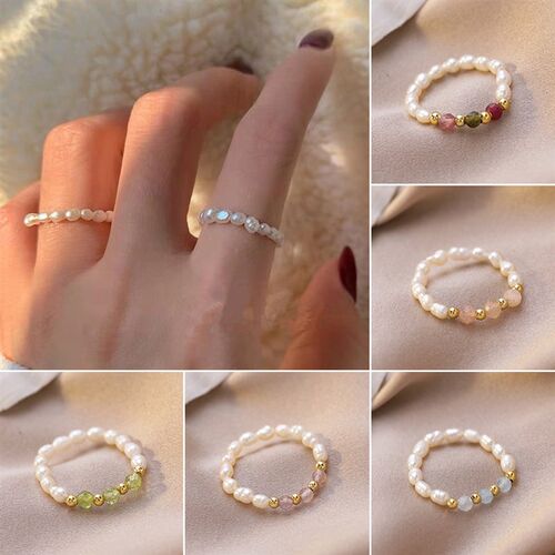 Kpop Cute Multi Beaded Imitation Pearl Colorful Crystal Adju
