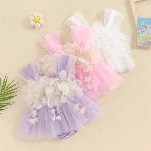 Newborn Girl Infant Ruffled Sleeve Dress Romper 2Piece Tutu