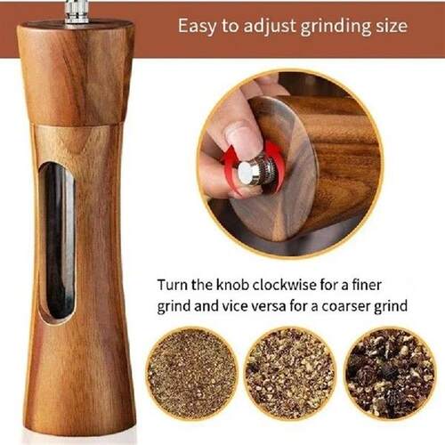 Pepper Mill Wood Salt and Manual Spice with Adjustable