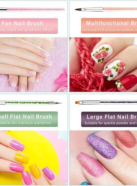 9PCS Acrylic Gel Nail Art Brush Set for Nails,Manicure Brush