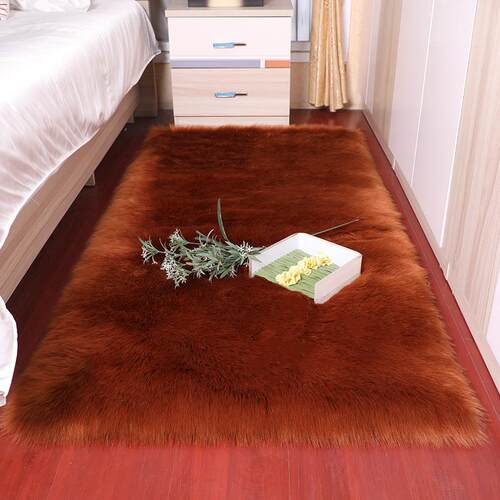 Plush Soft Sheepskin Bedroom Carpet Imitation Bedside Mat Li