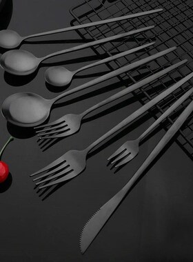 Dinnerware Set Matte Black Knife Fork Dessert Spoon Tablewar