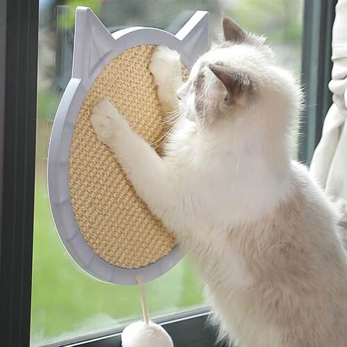 Cat Shape Sisal Cat Scratcher Wall Suction Cat Scratcher Wit