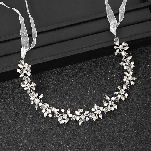 Silver Color Headbands For Women Bride Handmade Crystal Rhin