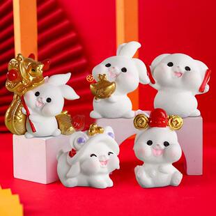 Mini Chinese New Year The Rabbit Zodiac Resin Small Bunny Ka