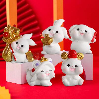 Mini Chinese New Year The Rabbit Zodiac Resin Small Bunny Ka