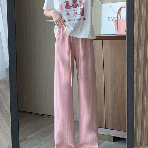 Narrow Wide Leg Pants Womens Summer Thin New Ice Silk High