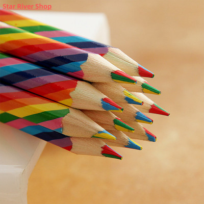 4pcs/pack Kawaii 4 Color Concentric Rainbow Pencil Crayons C