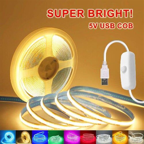 DC5V USB COB Led Light Strip with ON OFF Switch 320LED/m