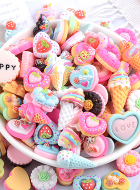 20 Pcs Candy Cake Material Kit 3D Resin Flat Cabochons Embel