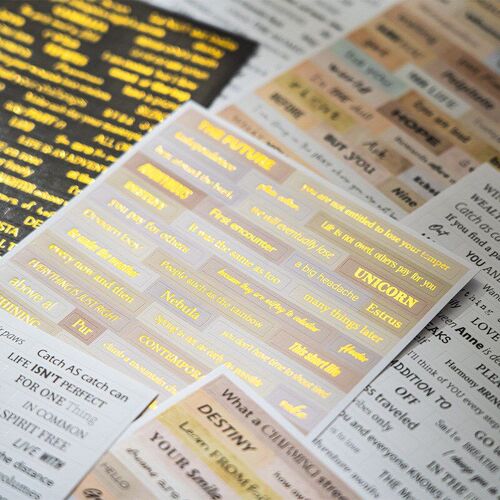 4Pcs Vintage Scrapbook Letters Stickers Gilding Words Phrase