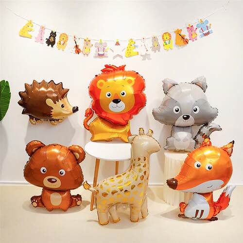 Elephant Animal Aluminum Foil Balloons Giraffe Leopard Fox B