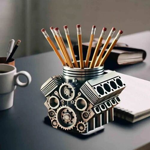 Pen Holder V8 Car Engine Pen Holder Creative Desktop Office