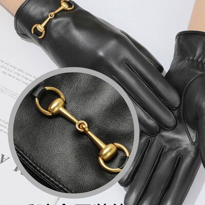 Genuine Sheepskin Leather Gloves For Women, Winter Warm Touc