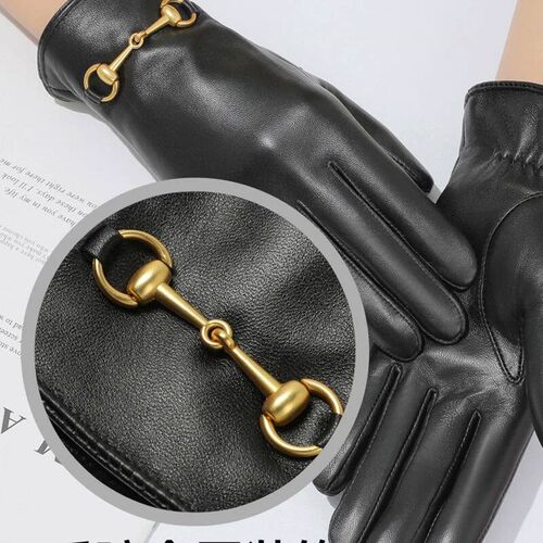 Genuine Sheepskin Leather Gloves For Women, Winter Warm Touc