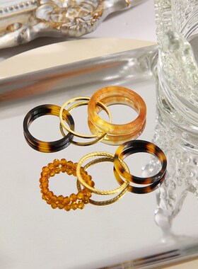 Vintage Ring Acetate Ring复古戒指 醋酸纤维戒指指环素圈女女戒