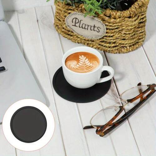 2/4pcs Non-Slip Silicone Drink Coasters - Large Black Cup Co
